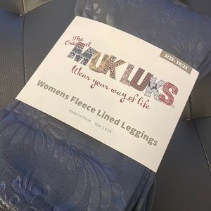 MUK LUKS Women's 1-Pair Embossed Leggings plus 1x/2x navy fleece lined new